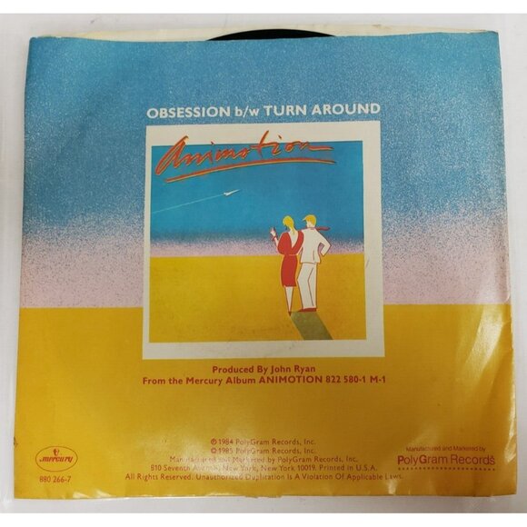 Record 45 RPM Vinyl Animotion Obsession/ Turn Around VINTAGE 1984 - Picture 2 of 6